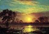Albert Bierstadt Canvas Paintings - Evening, Owens Lake, California